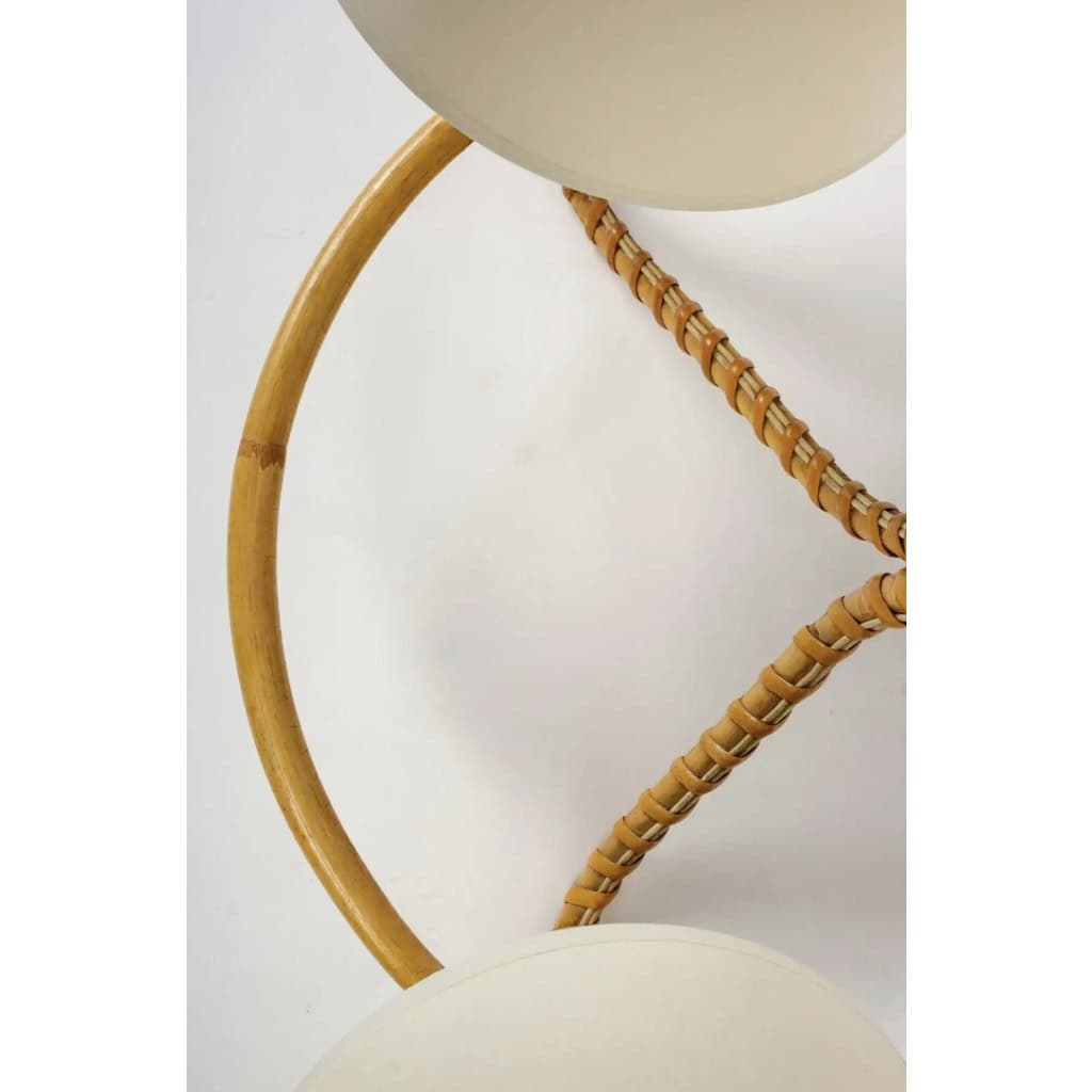 1950 Lustre en rotin Louis Sognot | Biron 1950 Lustre en rotin Louis Sognot