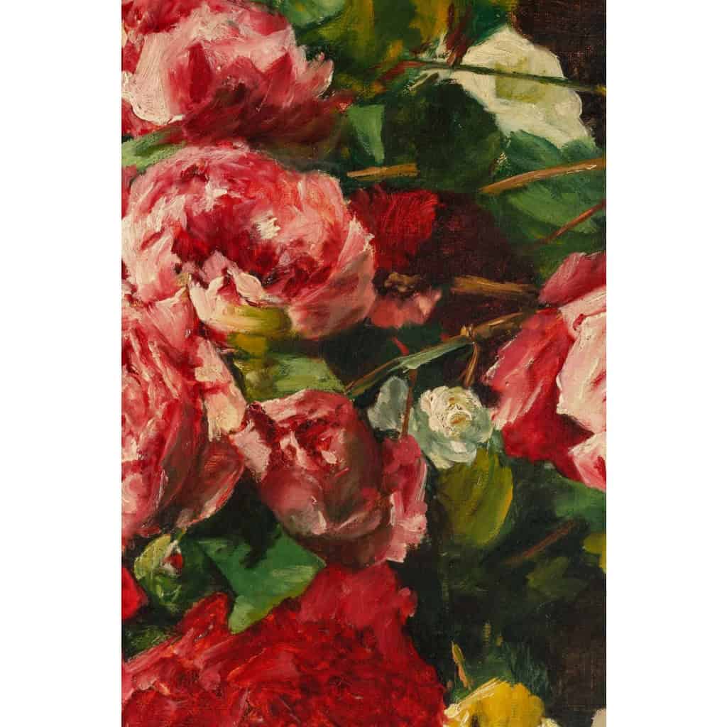 Jetée de roses par Eugénie Moutet, huile sur toile 1896