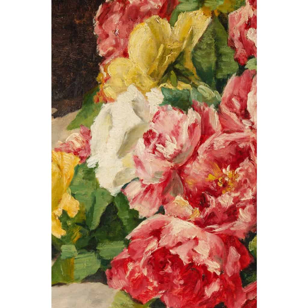 Jetée de roses par Eugénie Moutet, huile sur toile 1896