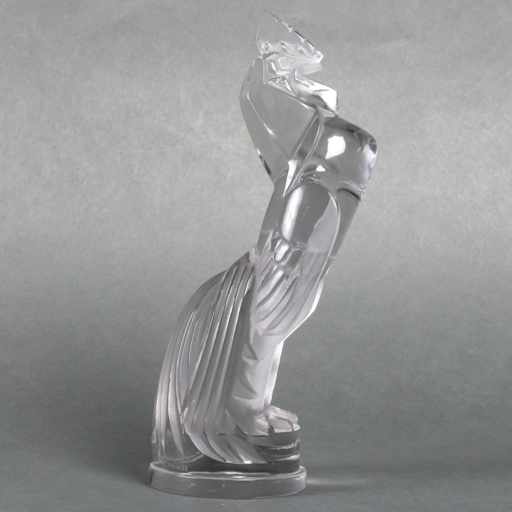 Mascotte Automobile « Coq Houdan » verre blanc de René LALIQUE | Biron Mascotte Automobile "Coq Houdan" verre blanc de René LALIQUE