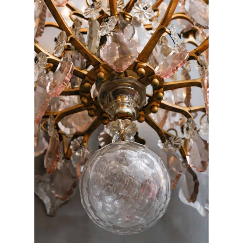 Petit lustre en cristal et bronze, Époque Restauration, 1840-1850 | Biron Petit lustre en cristal et bronze, Époque Restauration, 1840-1850