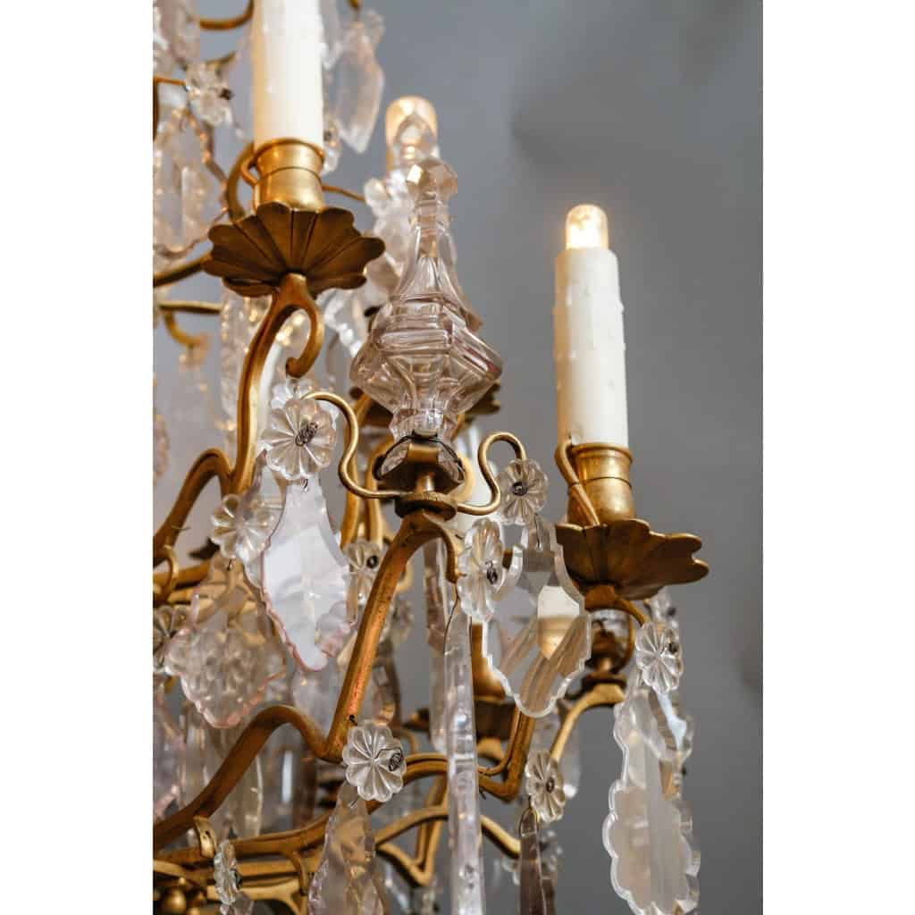 Petit lustre en cristal et bronze, Époque Restauration, 1840-1850 | Biron Petit lustre en cristal et bronze, Époque Restauration, 1840-1850