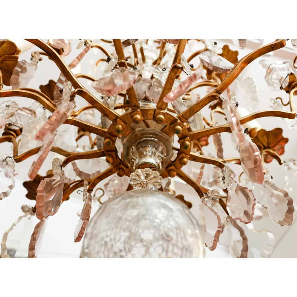 Petit lustre en cristal et bronze, Époque Restauration, 1840-1850 | Biron Petit lustre en cristal et bronze, Époque Restauration, 1840-1850