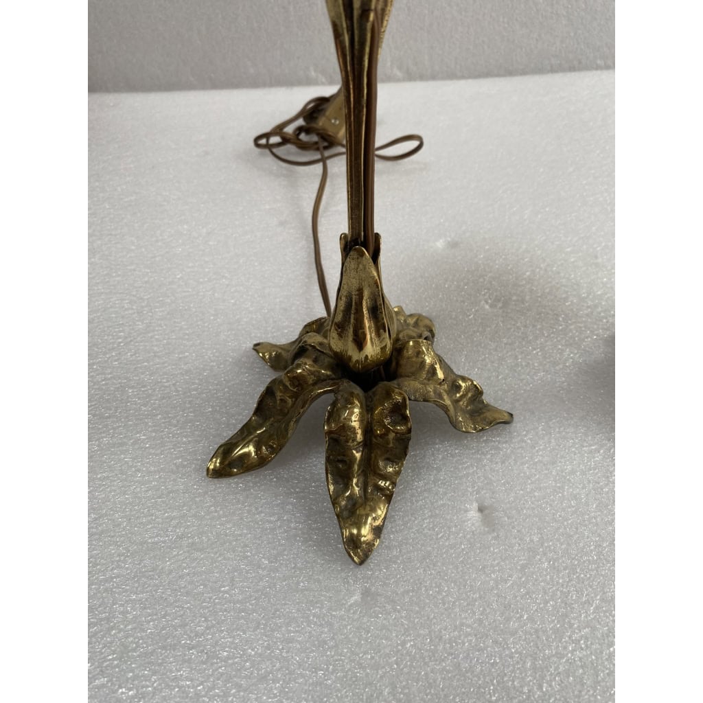 1900′ Paire De Lampes Fleurs En Bronze | Biron 1900′ Paire De Lampes Fleurs En Bronze