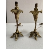 1900′ Paire De Lampes Fleurs En Bronze | Biron 1900′ Paire De Lampes Fleurs En Bronze