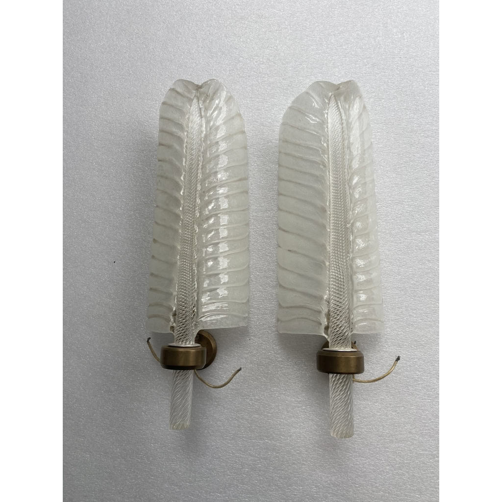1950/70 Paire d’appliques Style BAROVIER & TOSO Ou Véronèse Pour Arbus en Cristal de Murano | Biron ||||||||||