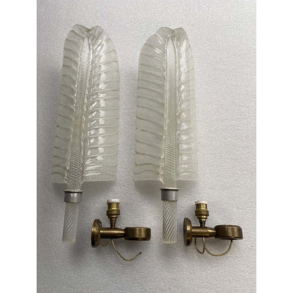 1950/70 Paire d’appliques Style BAROVIER & TOSO Ou Véronèse Pour Arbus en Cristal de Murano | Biron 1950/70 Paire d’appliques Style BAROVIER & TOSO Ou Véronèse Pour Arbus en Cristal de Murano