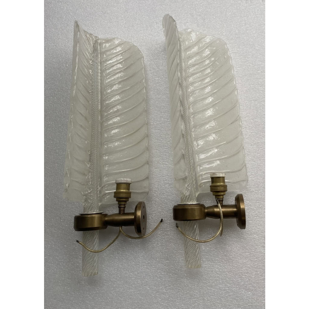 1950/70 Paire d’appliques Style BAROVIER & TOSO Ou Véronèse Pour Arbus en Cristal de Murano | Biron 1950/70 Paire d’appliques Style BAROVIER & TOSO Ou Véronèse Pour Arbus en Cristal de Murano