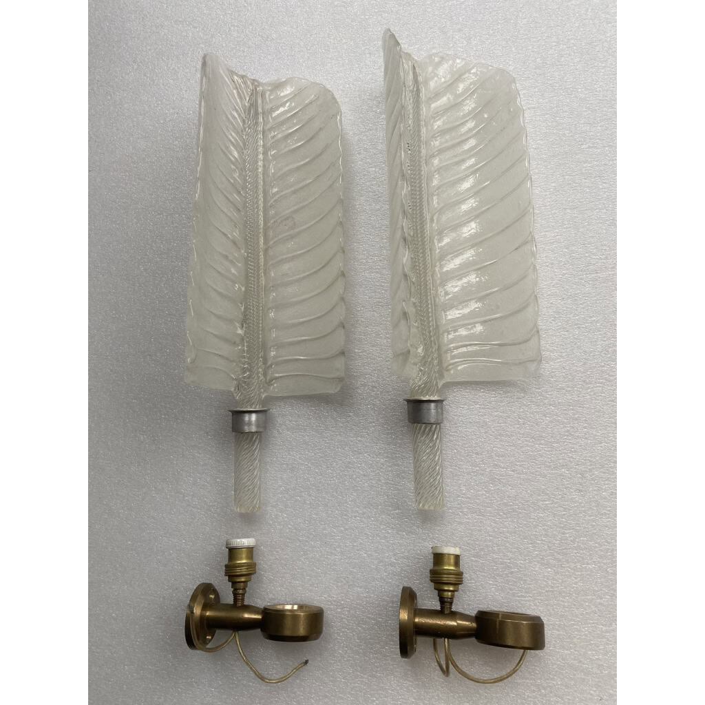 1950/70 Paire d’appliques Style BAROVIER & TOSO Ou Véronèse Pour Arbus en Cristal de Murano | Biron 1950/70 Paire d’appliques Style BAROVIER & TOSO Ou Véronèse Pour Arbus en Cristal de Murano
