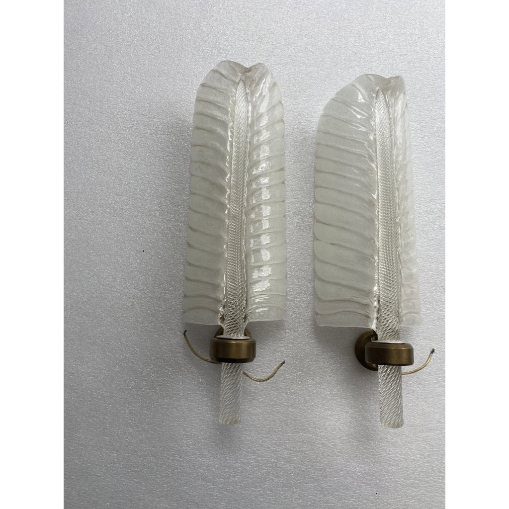 1950/70 Paire d’appliques Style BAROVIER & TOSO Ou Véronèse Pour Arbus en Cristal de Murano | Biron 1950/70 Paire d’appliques Style BAROVIER & TOSO Ou Véronèse Pour Arbus en Cristal de Murano