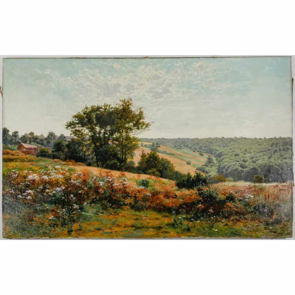 Huile sur toile, Paysage de verdure et fleurs, signeé et datée, Maurice Lessertieux, 1898 | Biron |||||||||