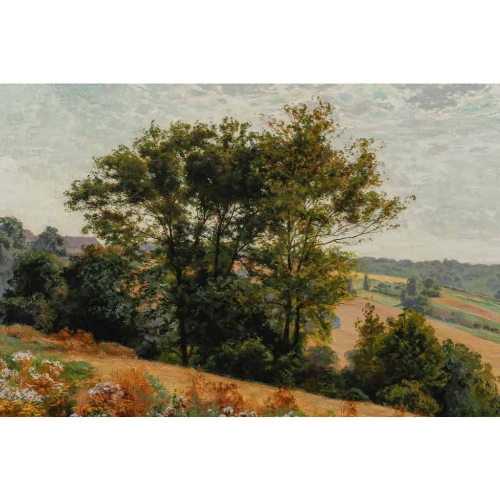 Huile sur toile, Paysage de verdure et fleurs, signeé et datée, Maurice Lessertieux, 1898 | Biron Huile sur toile, Paysage de verdure et fleurs, signeé et datée, Maurice Lessertieux, 1898