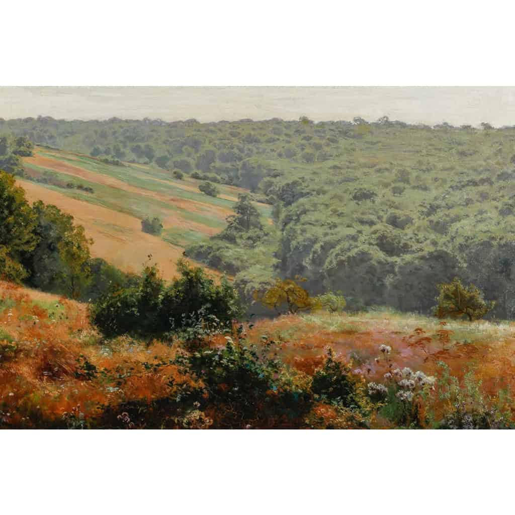 Huile sur toile, Paysage de verdure et fleurs, signeé et datée, Maurice Lessertieux, 1898 | Biron Huile sur toile, Paysage de verdure et fleurs, signeé et datée, Maurice Lessertieux, 1898