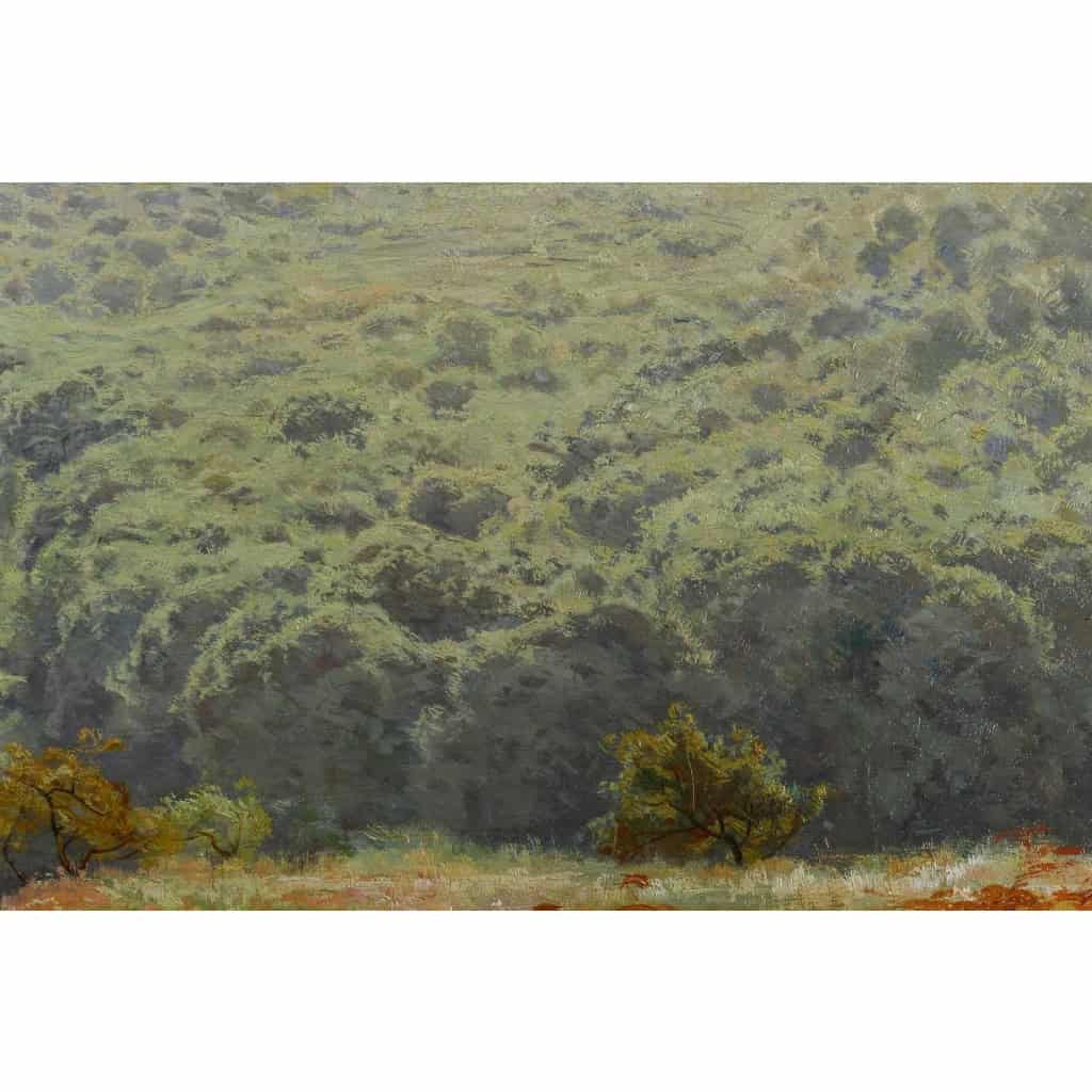 Huile sur toile, Paysage de verdure et fleurs, signeé et datée, Maurice Lessertieux, 1898 | Biron Huile sur toile, Paysage de verdure et fleurs, signeé et datée, Maurice Lessertieux, 1898