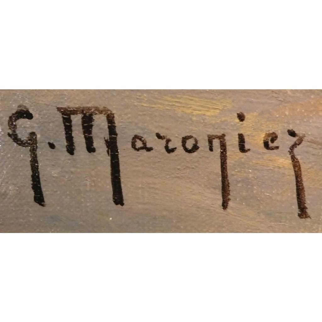 MARONIEZ GEORGES PEINTURE FRANCAISE FIN XIXème SIECLE LE RETOUR DES PECHEURS HUILE SUR TOILE SIGNEE