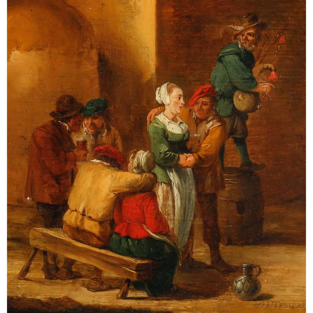 David Teniers le jeune 1610-1690. Couple dansant. | Biron David Teniers le jeune 1610-1690. Couple dansant.