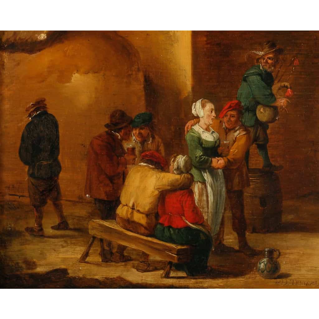 David Teniers le jeune 1610-1690. Couple dansant. | Biron David Teniers le jeune 1610-1690. Couple dansant.
