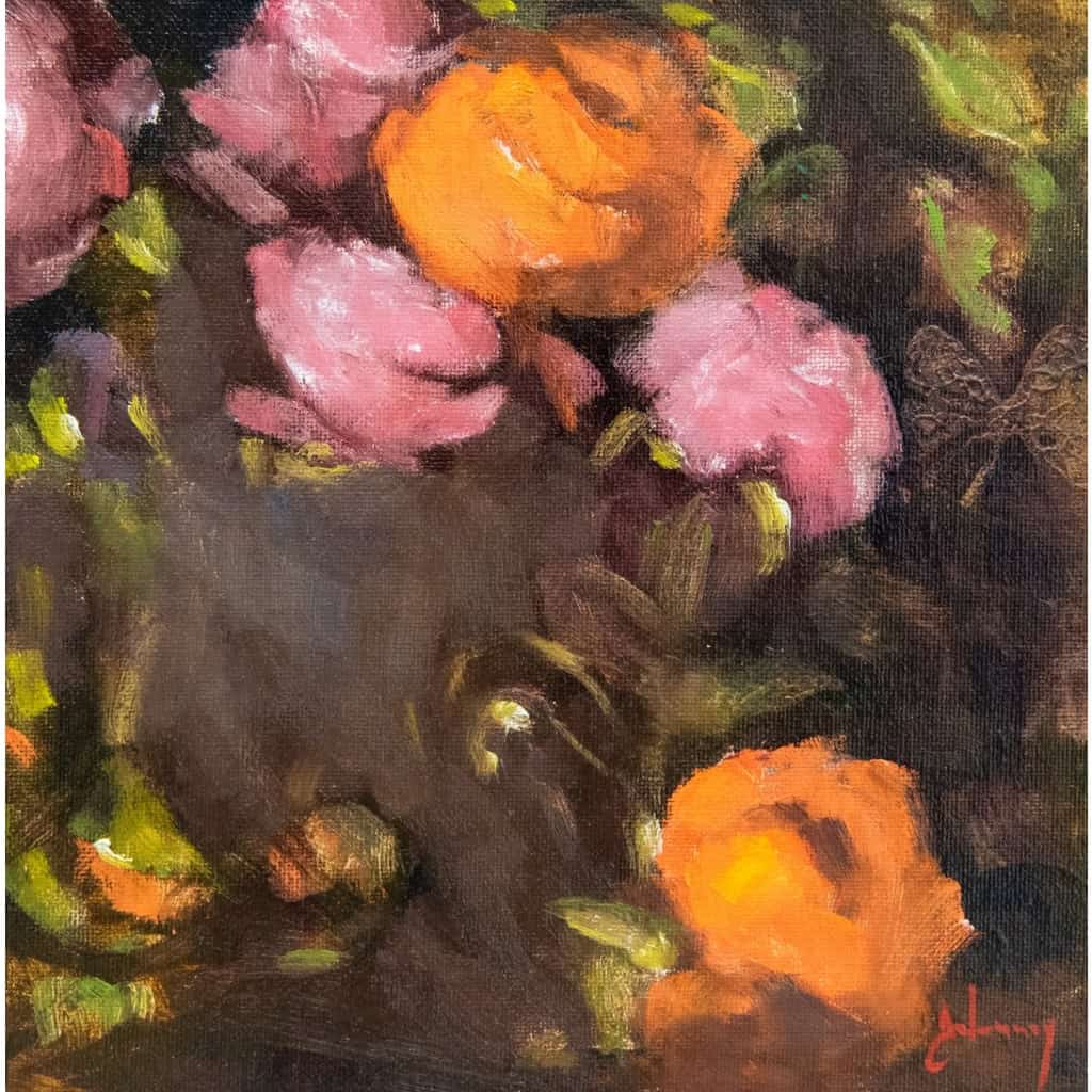 Tableau à l’huile intitulé « Les Fleurs du Bien » n°7 | Biron Isabelle Delannoy||