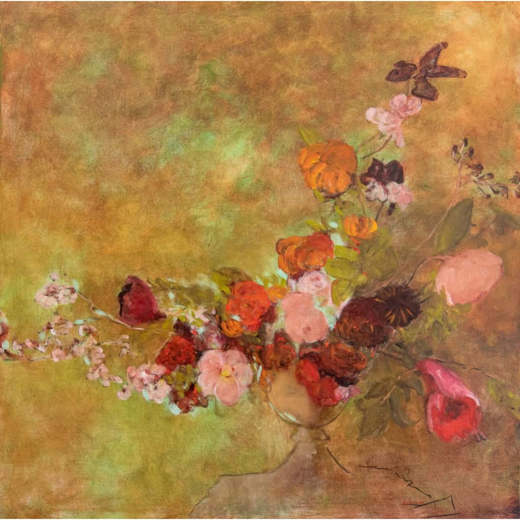 Tableau à l’huile intitulé « Les Fleurs du Bien » n°22 de l’artiste Isabelle Delannoy | Biron Isabelle Delannoy||