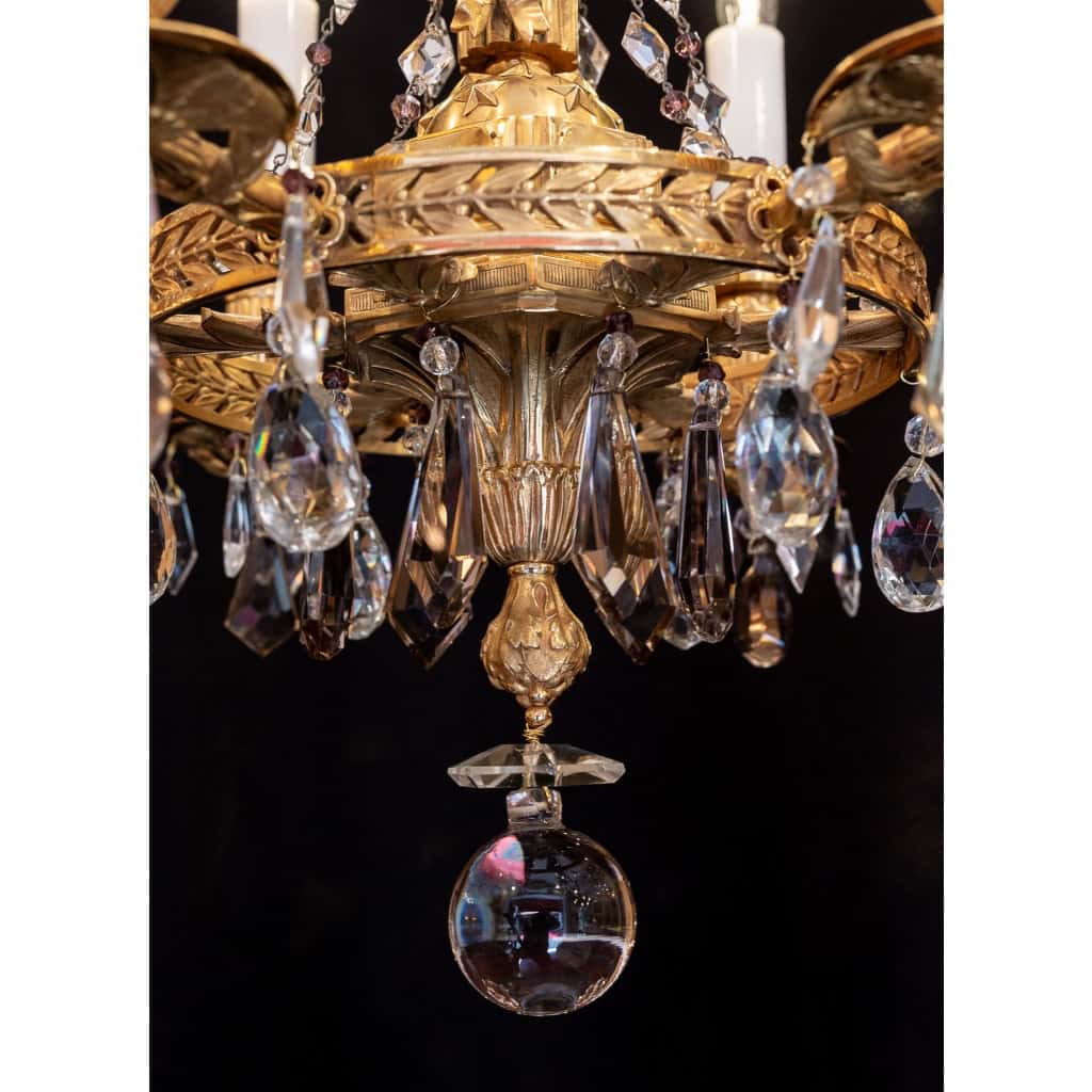 Lustre en bronze ciselé et doré de style Révolutionnaire XIXème siècle | Biron Lustre en bronze ciselé et doré de style Révolutionnaire XIXème siècle