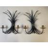 1970′ Paire D’Appliques Gerbe De Blé En Metal Peint | Biron ||||||||||
