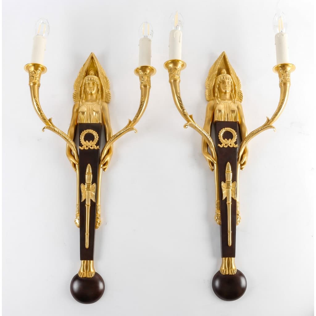 Paire d’appliques de style 1er Empire. XIXe siècle. | Biron |||||