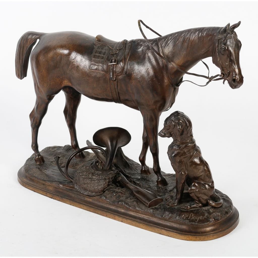 Cheval en bronze signé Lenordez. Retour de la chasse | Biron ||||||||||