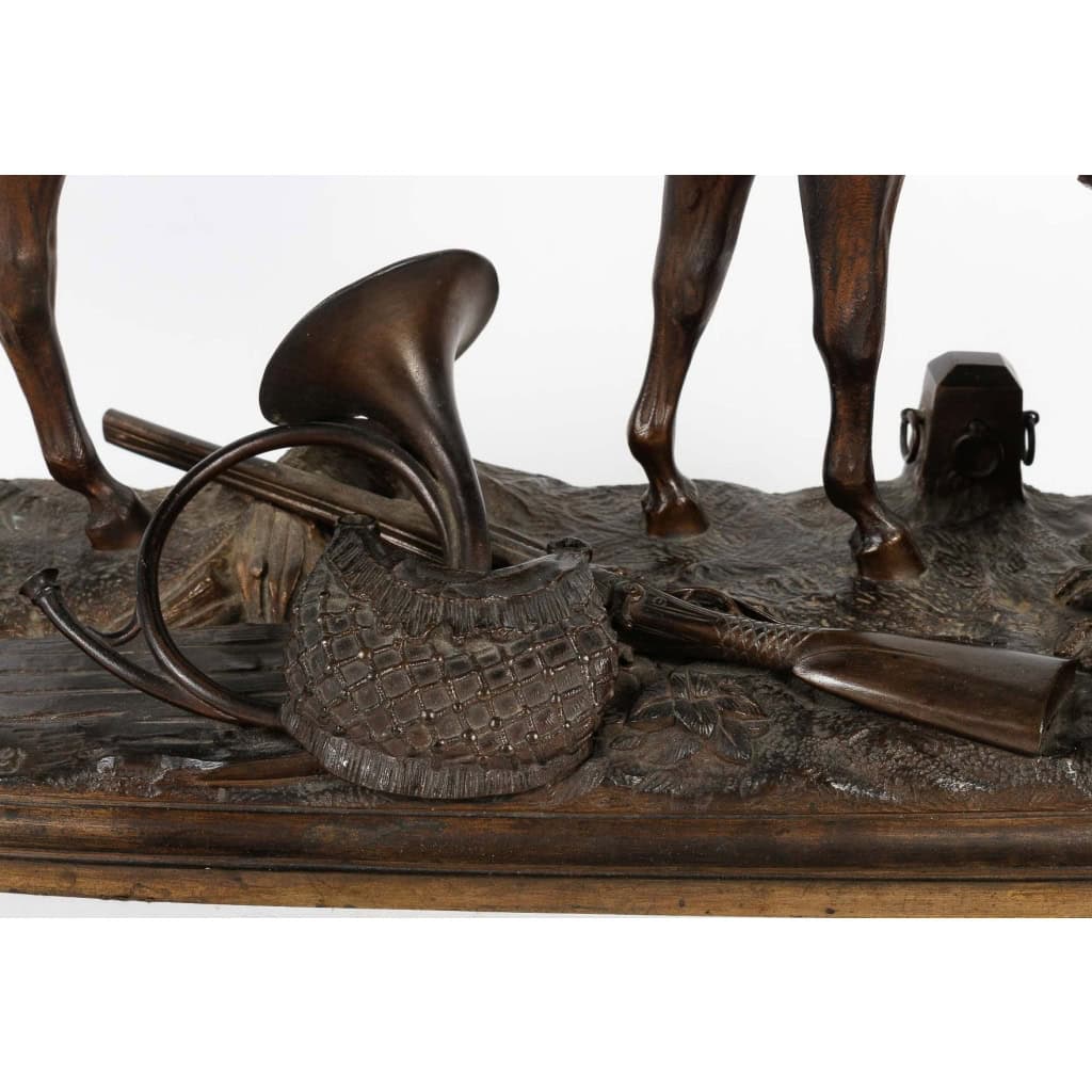 Cheval en bronze signé Lenordez. Retour de la chasse | Biron Cheval en bronze signé Lenordez. Retour de la chasse
