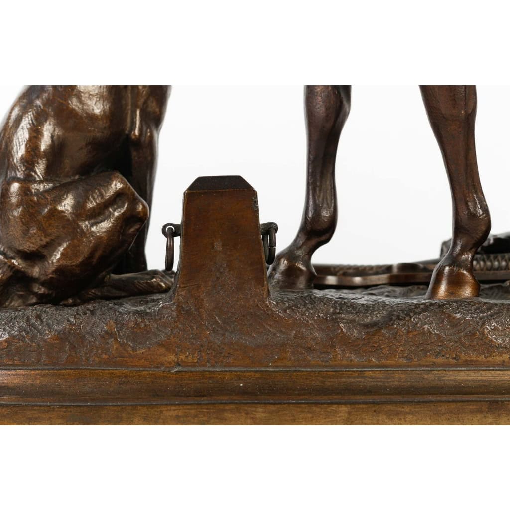 Cheval en bronze signé Lenordez. Retour de la chasse | Biron Cheval en bronze signé Lenordez. Retour de la chasse