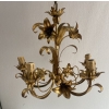 1970′ Lustre Aux Liserons Fer Doré 5 Bras | Biron ||||||||||