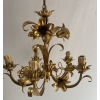 1970′ Lustre Aux Liserons Fer Doré 5 Bras | Biron 1970′ Lustre Aux Liserons Fer Doré 5 Bras