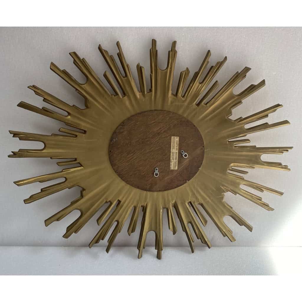 1970′ Miroir Soleil Ovale, Résine Dorée | Biron 1970′ Miroir Soleil Ovale, Résine Dorée