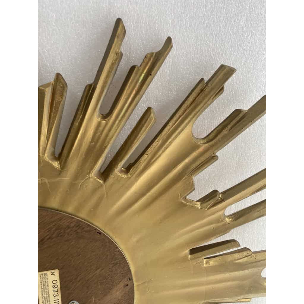 1970′ Miroir Soleil Ovale, Résine Dorée | Biron 1970′ Miroir Soleil Ovale, Résine Dorée