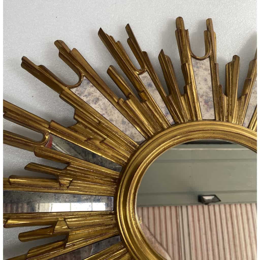 1970′ Miroir Soleil Ovale, Résine Dorée | Biron 1970′ Miroir Soleil Ovale, Résine Dorée