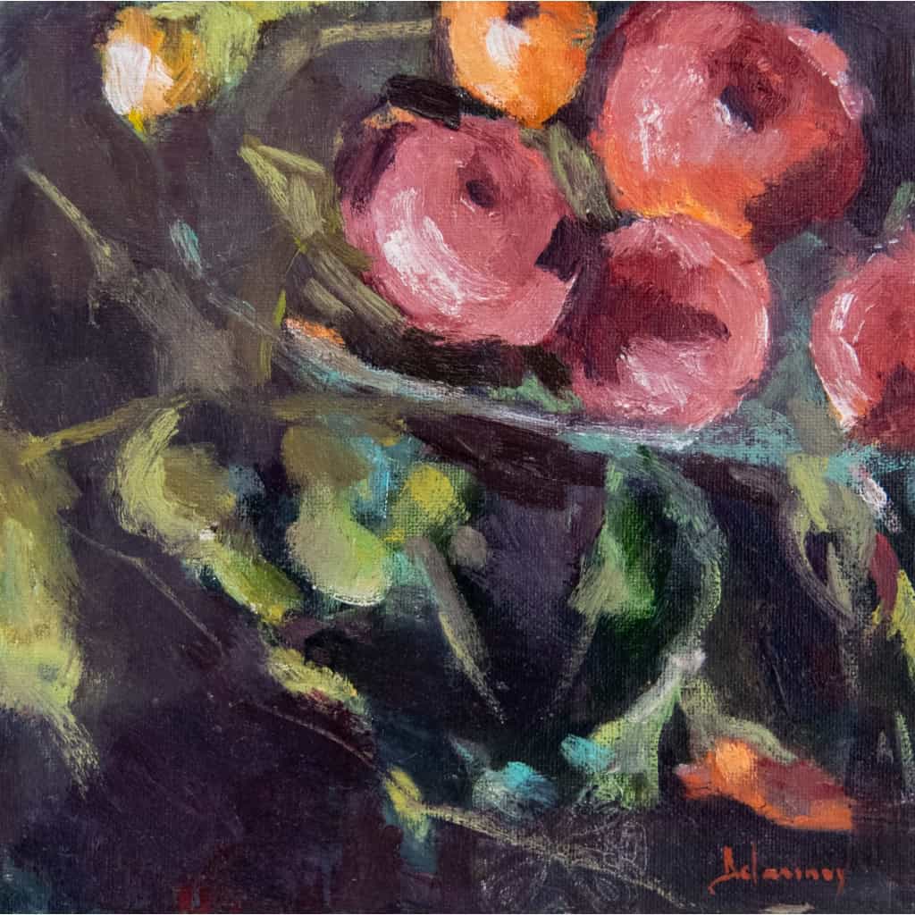 Tableau à l’huile intitulé « Les Fleurs du Bien » n°6 de l’artiste Isabelle Delannoy | Biron Isabelle Delannoy||