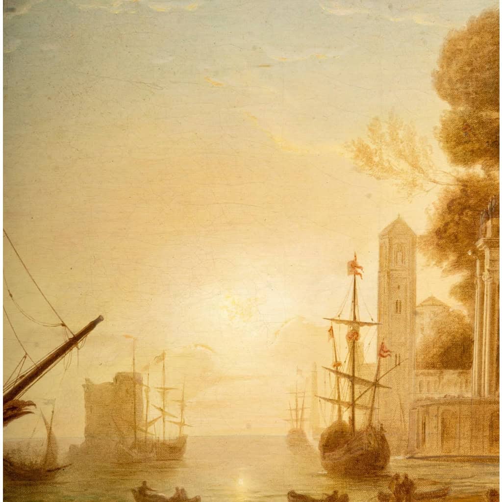 Claude Gellée dit Le Lorrain (d’après) Le débarquement de Cléopâtre école Française du XIXeme siècle | Biron Claude Gellée dit Le Lorrain (d’après) Le débarquement de Cléopâtre école Française du XIXeme siècle