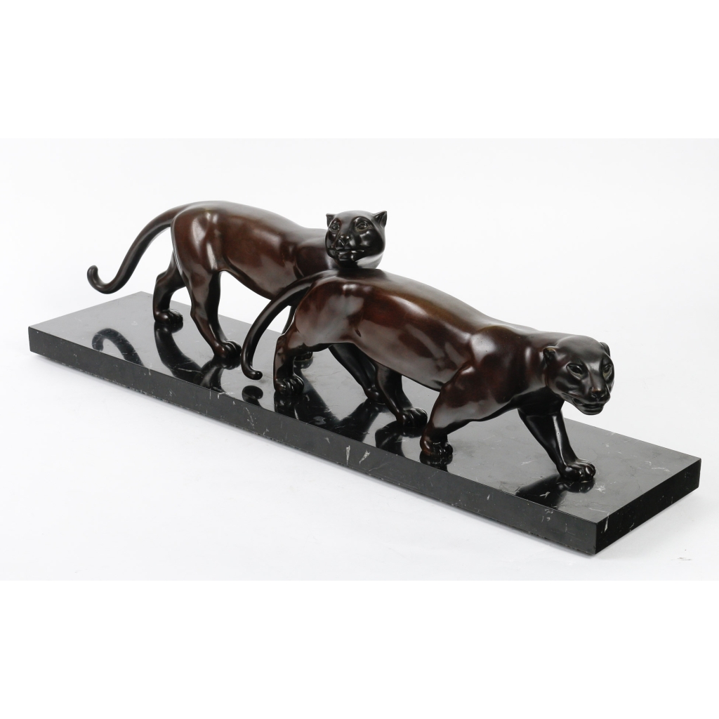 Couple de panthères en bronze, Alliot Début XXème siècle. | Biron |||||||