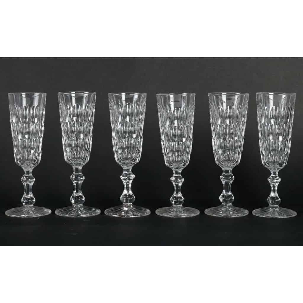 6 flutes à champagne Baccarat, XIXème siècle | Biron ||||||