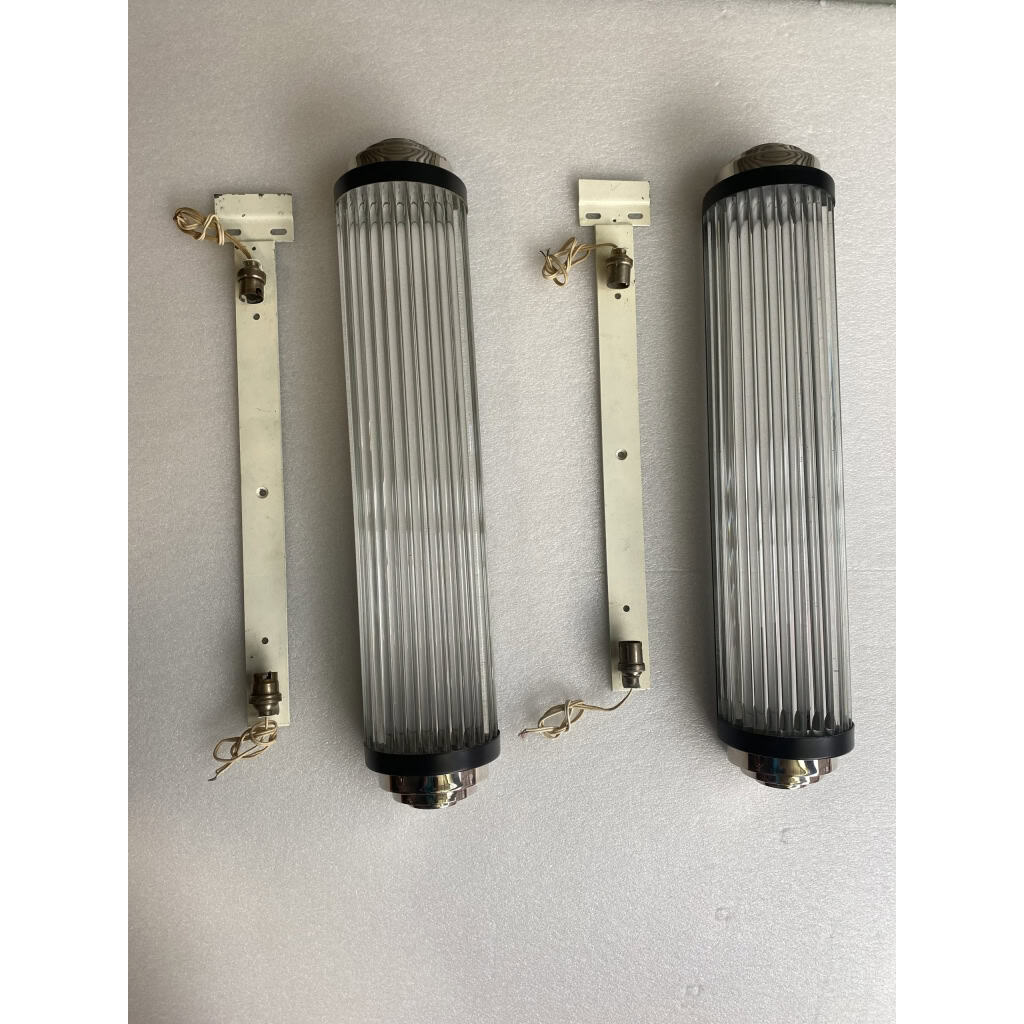 1970′ Paire d’appliques à Tubes de Verre DLG Genet Michon Ou Petitot | Biron ||||||||||||||