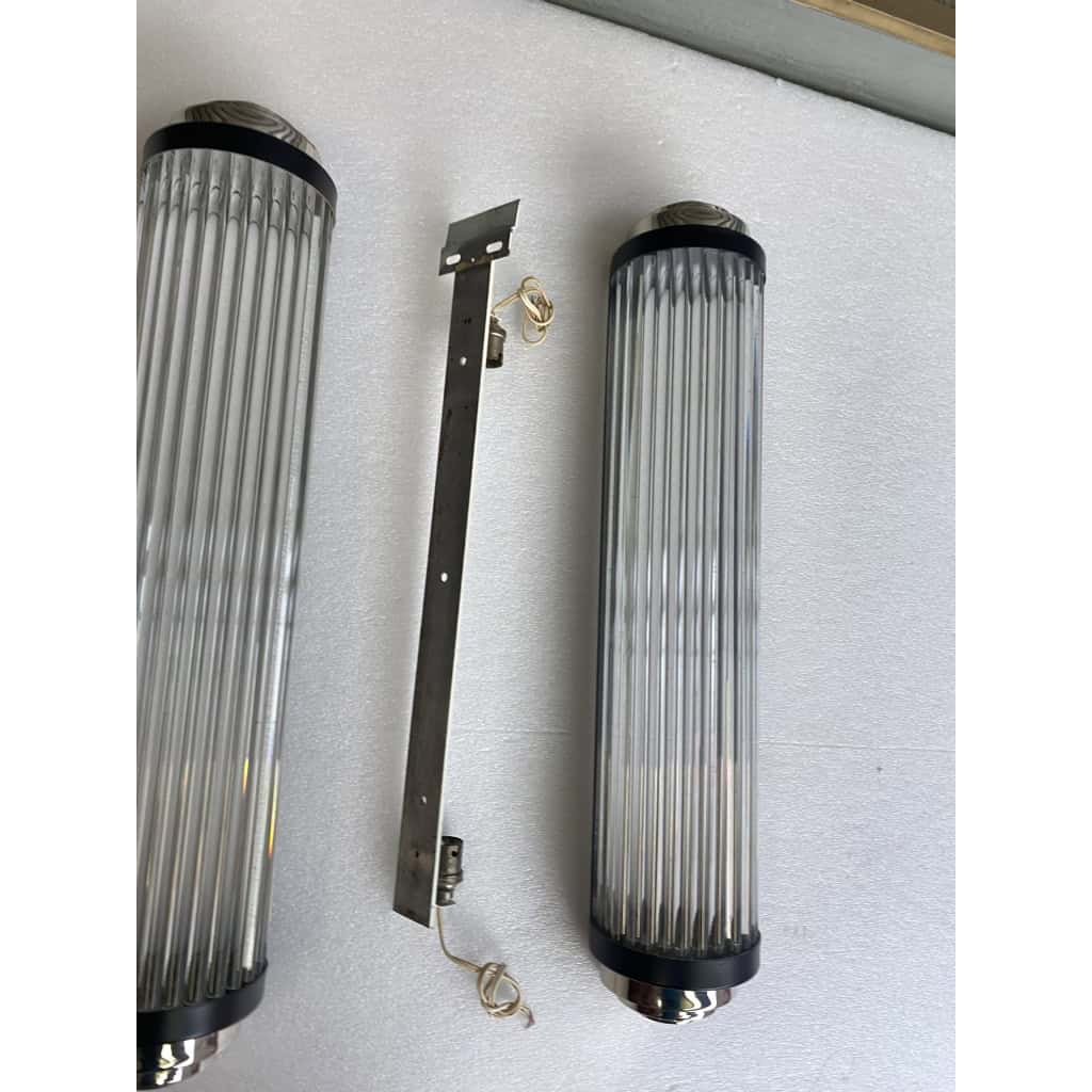 1970′ Paire d’appliques à Tubes de Verre DLG Genet Michon Ou Petitot | Biron 1970′ Paire d’appliques à Tubes de Verre DLG Genet Michon Ou Petitot