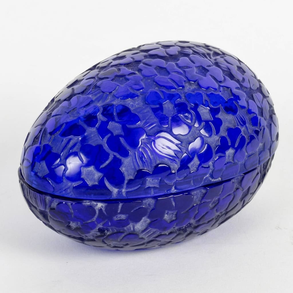 Boîte « Pervenches » verre bleu cobalt de René LALIQUE | Biron ||||||