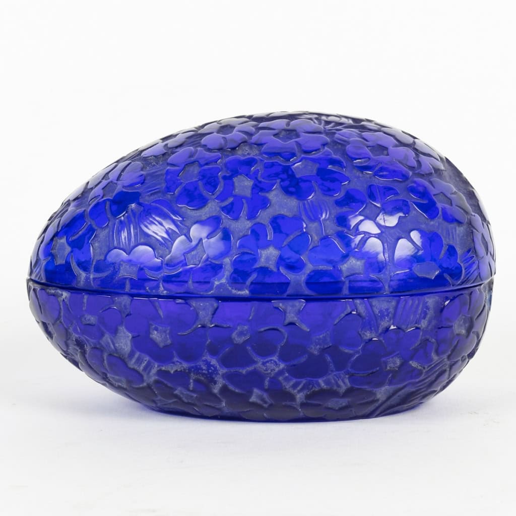 Boîte « Pervenches » verre bleu cobalt de René LALIQUE | Biron Boîte "Pervenches" verre bleu cobalt de René LALIQUE