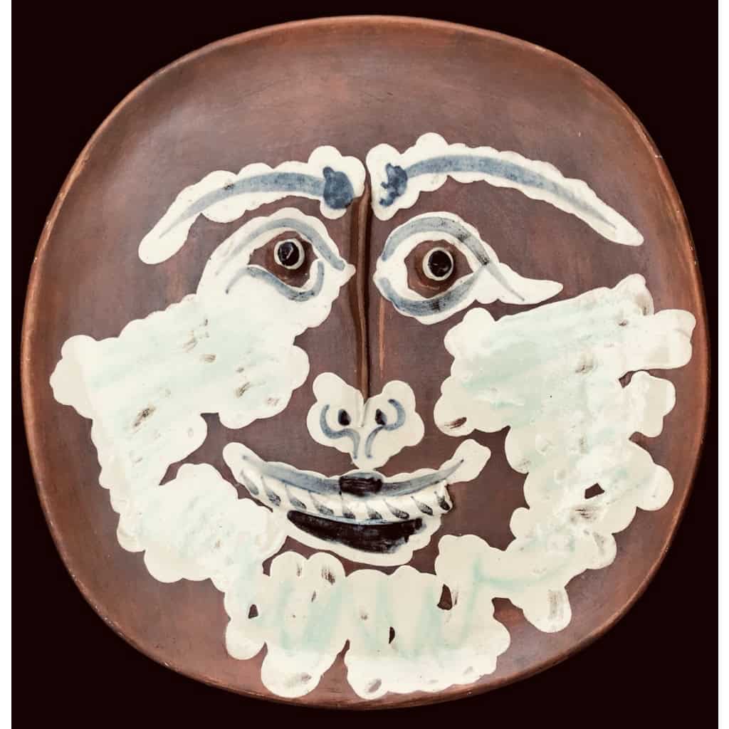 PICASSO Pablo & MADOURA Homme barbu 1959 Assiette en faïence signée Certificat d’authenticité | Biron |||||||