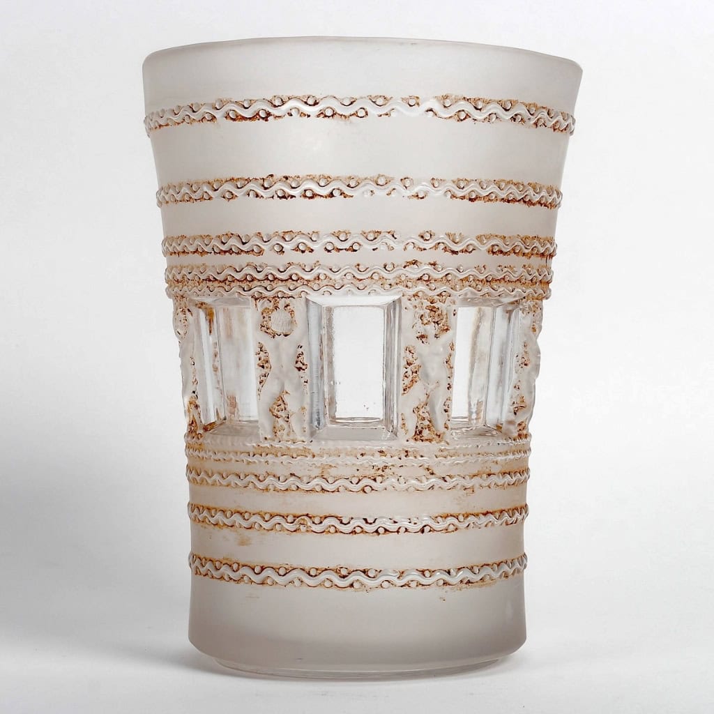 Vase « Florence » verre blanc patiné sépia de René LALIQUE | Biron Vase "Florence" verre blanc patiné sépia de René LALIQUE