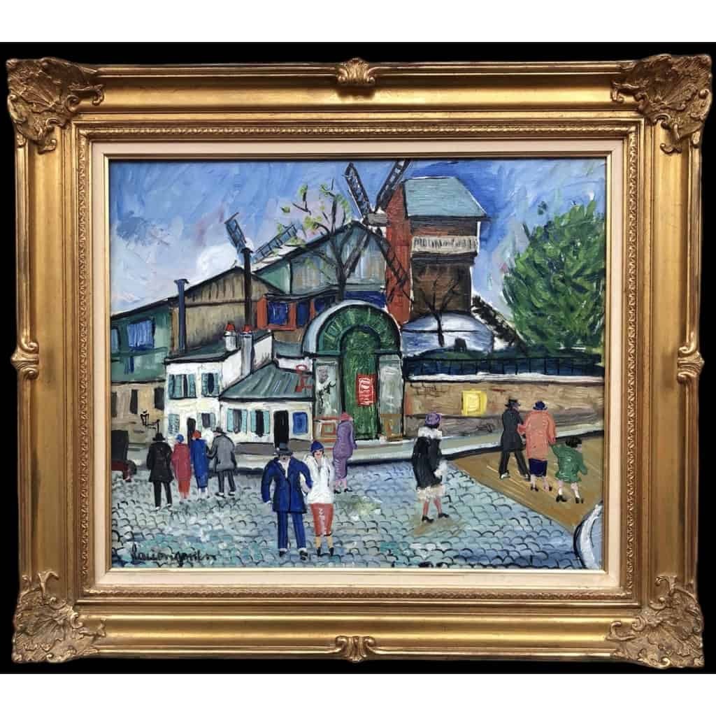 GENIN Lucien Paris Animation Au Moulin De La Galette à Montmartre Huile sur Toile Signée Certificat d’authenticité | Biron |||||||||||