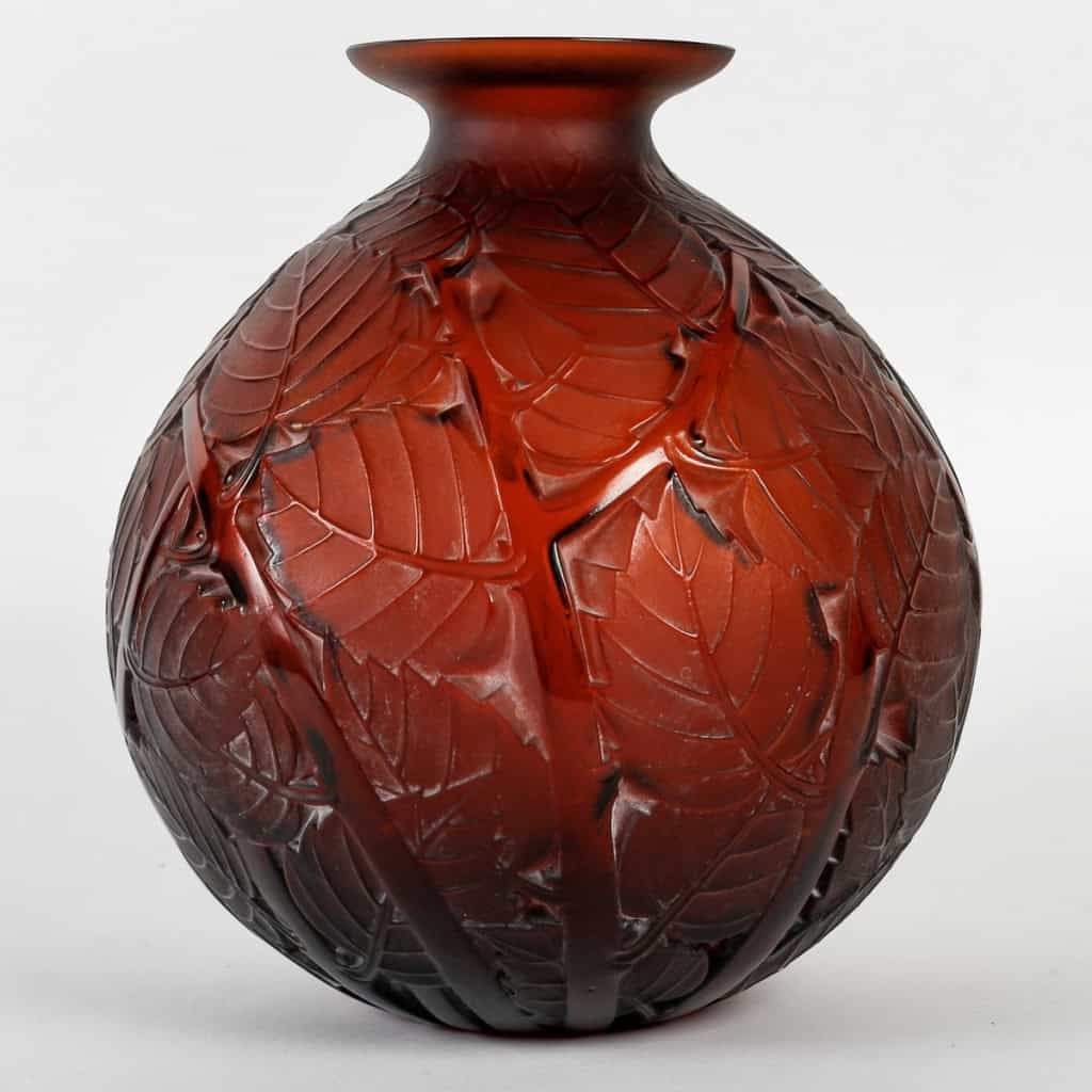 Vase « Milan » verre rouge ambré de René LALIQUE | Biron |||||||