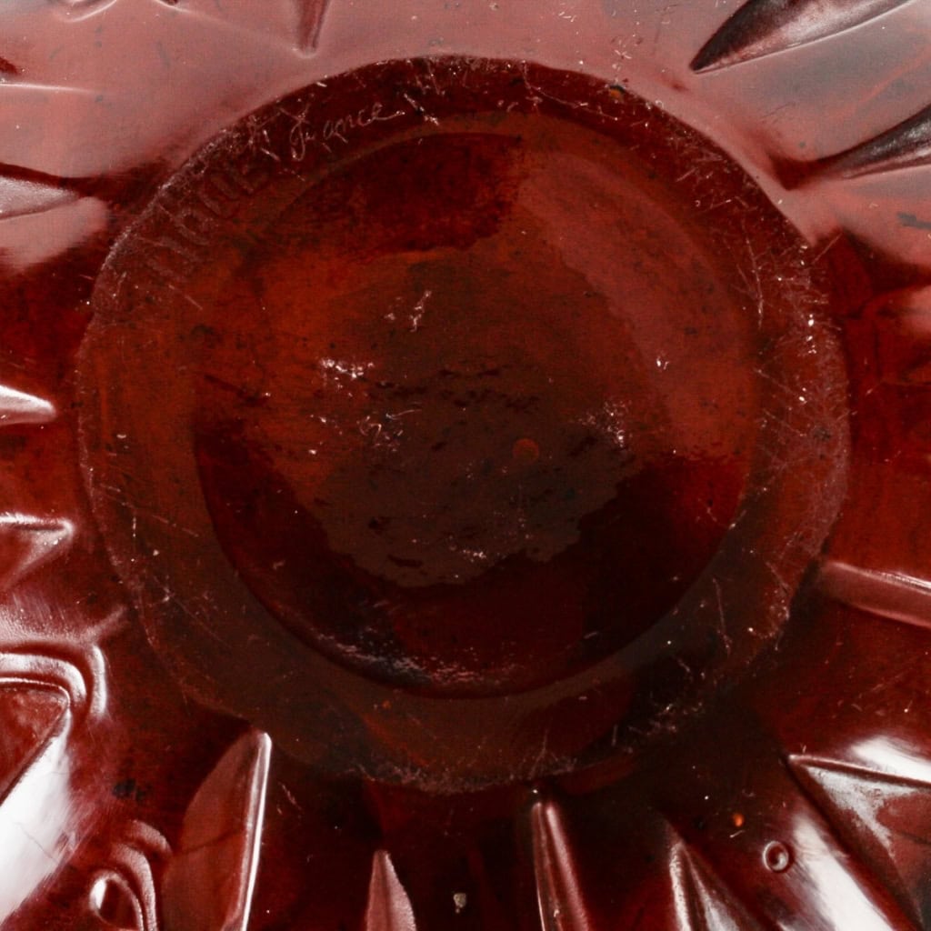 Vase « Milan » verre rouge ambré de René LALIQUE | Biron Vase "Milan" verre rouge ambré de René LALIQUE