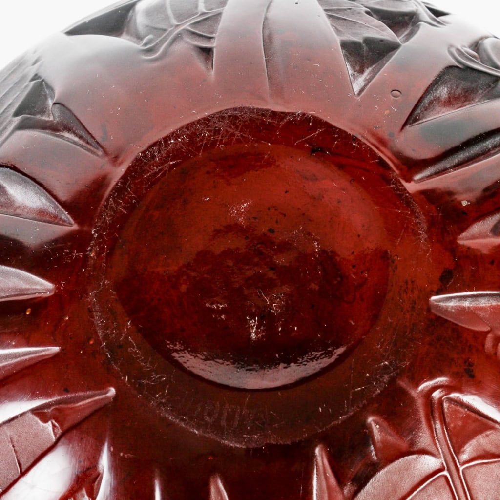 Vase « Milan » verre rouge ambré de René LALIQUE | Biron Vase "Milan" verre rouge ambré de René LALIQUE