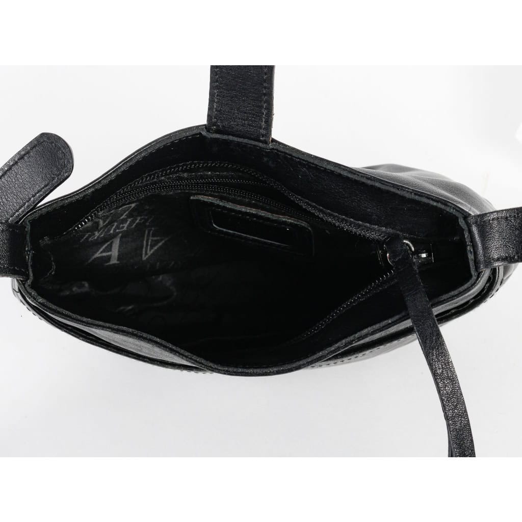 Sac à Main Vintage, Furla, Made in Italie, Cuir Noir, XXème siècle.