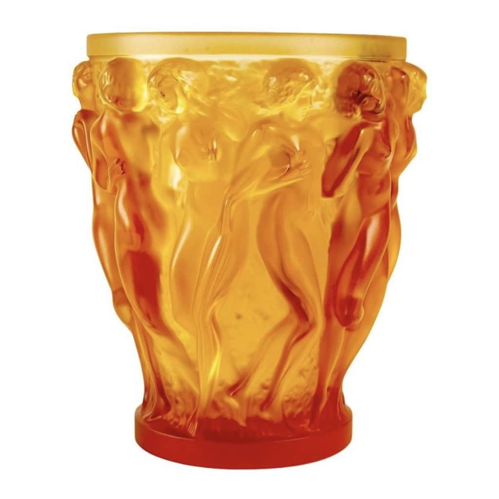 Vase « Bacchantes » cristal jaune ambré de LALIQUE FRANCE | Biron |||||